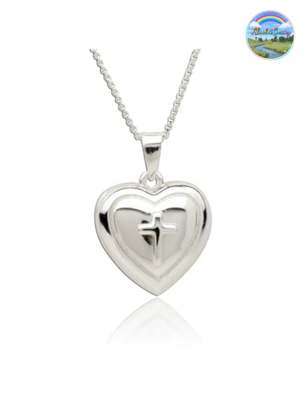 925 Sterling Silver Heart Locket Cross Necklace Keepsake Gift